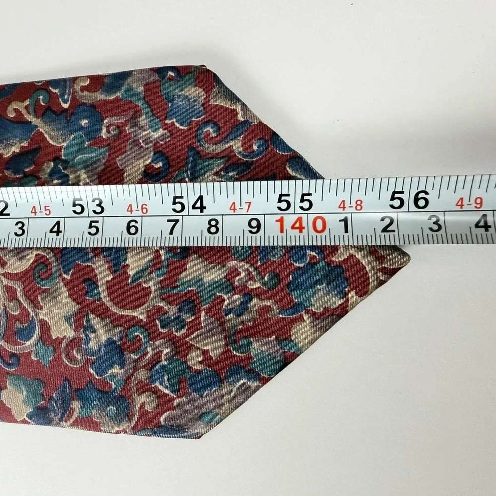 Vintage‎ Christian Dior Monsieur Burgundy Blue Floral Paisley Silk Tie